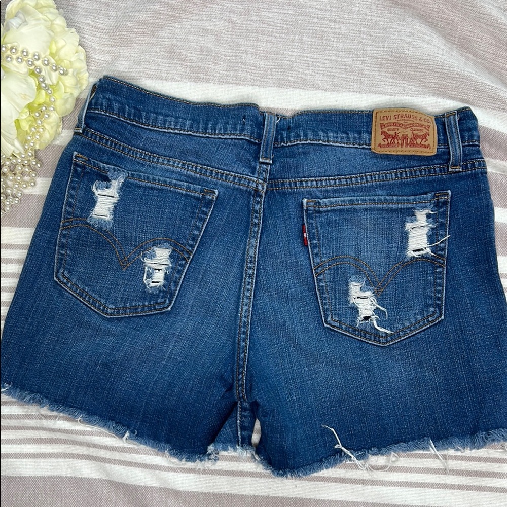 Levis Blue Jean cut off Shorts Distressed Cut-Off Style size size 29 - Picture 7 of 9